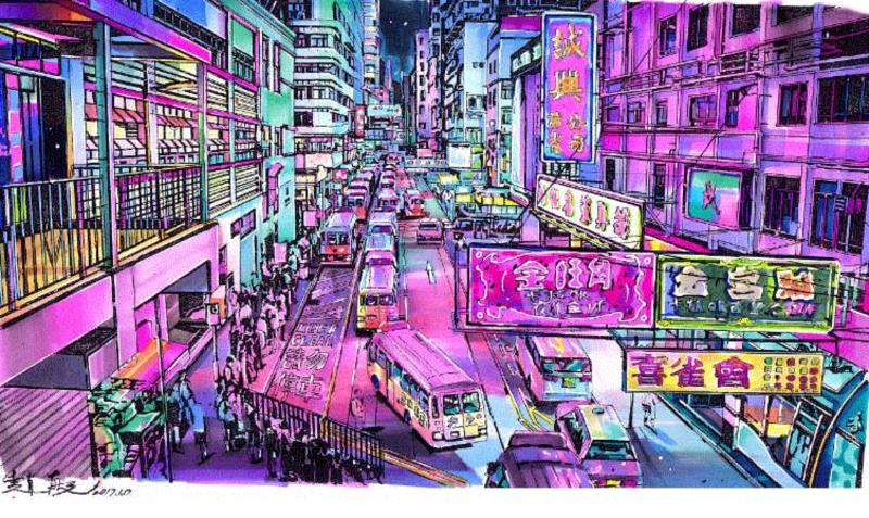 马克笔 | 他把绚烂的城市表现得淋漓尽致！,马克笔,罐子,彩铅,陈建龙,日本,插画师,彩头,人物,重庆,关键