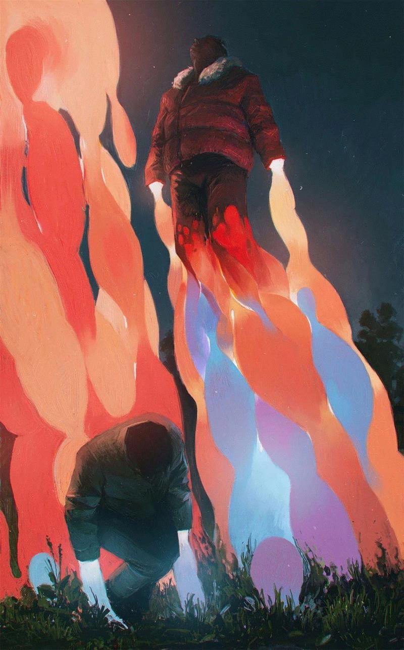 ascending,绘画丨俄罗斯概念艺术家绝妙怪诞的艺术作品,俄罗斯,绘画,Korolev,画中,鸟人,卫荣,另一个人,政治,上方,简介