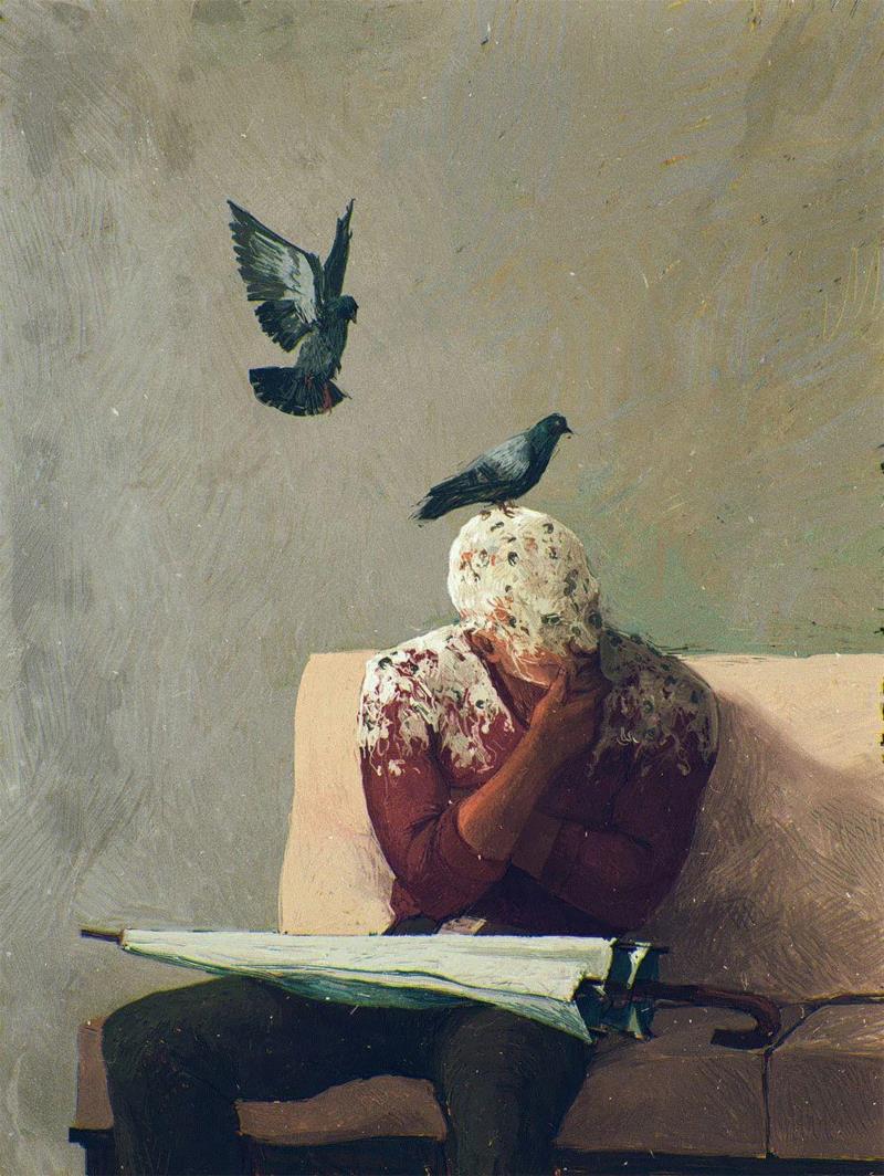 why me?,绘画丨俄罗斯概念艺术家绝妙怪诞的艺术作品,俄罗斯,绘画,Korolev,画中,鸟人,卫荣,另一个人,政治,上方,简介