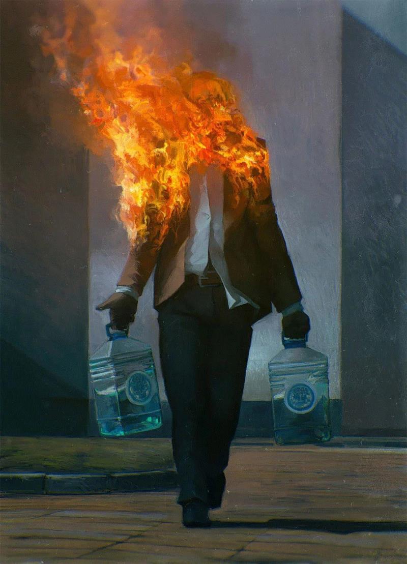 绘画丨俄罗斯概念艺术家绝妙怪诞的艺术作品,俄罗斯,绘画,Korolev,画中,鸟人,卫荣,另一个人,政治,上方,简介