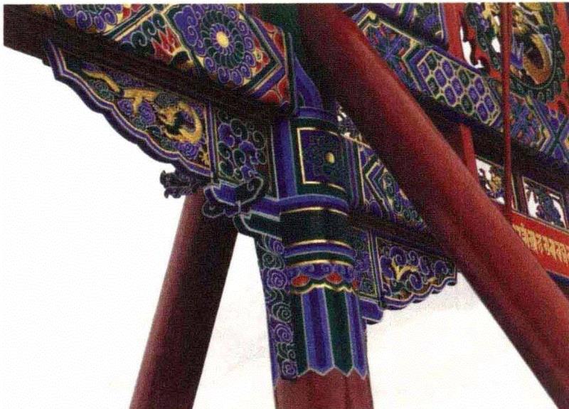 图中牌楼柱子左右的两个雀替有明显的高度差,雀替识别指南,雀替,指南,牌楼,云墩,建筑,梁思成,古建筑,示意图,牌坊,两侧