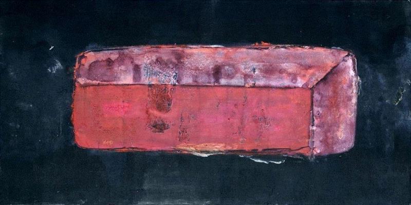 《红》 69x34cm 纸上综合材料 2017年,“往复”吴林田个展,吴林田,材料,个展主,上海春美术馆,开幕式,大壶,江东大壶,江苏,职业,东西方