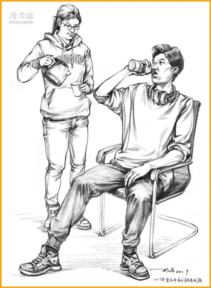 （上图为重庆市美术联考题）,19年全国联考速写考题示范，一次看个过瘾！,考题,上图,邓老师,动态,小志,人物,省份,形体,平时,知识点