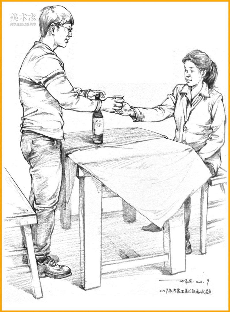 （上图为内蒙古美术联考题）,19年全国联考速写考题示范，一次看个过瘾！,考题,上图,邓老师,动态,小志,人物,省份,形体,平时,知识点