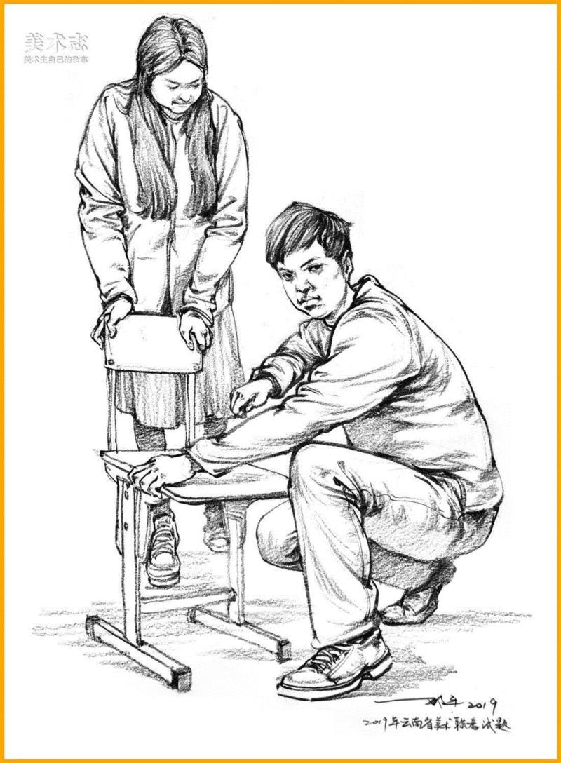 （上图为云南省美术联考题）,19年全国联考速写考题示范，一次看个过瘾！,考题,上图,邓老师,动态,小志,人物,省份,形体,平时,知识点