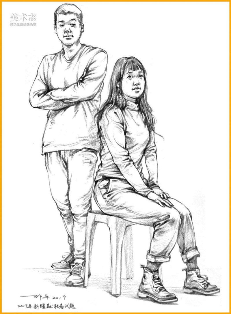 （上图为新疆省美术联考题）,19年全国联考速写考题示范，一次看个过瘾！,考题,上图,邓老师,动态,小志,人物,省份,形体,平时,知识点