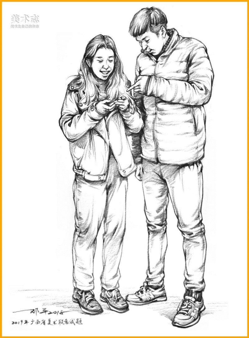 （上图为广西省美术联考题）,19年全国联考速写考题示范，一次看个过瘾！,考题,上图,邓老师,动态,小志,人物,省份,形体,平时,知识点