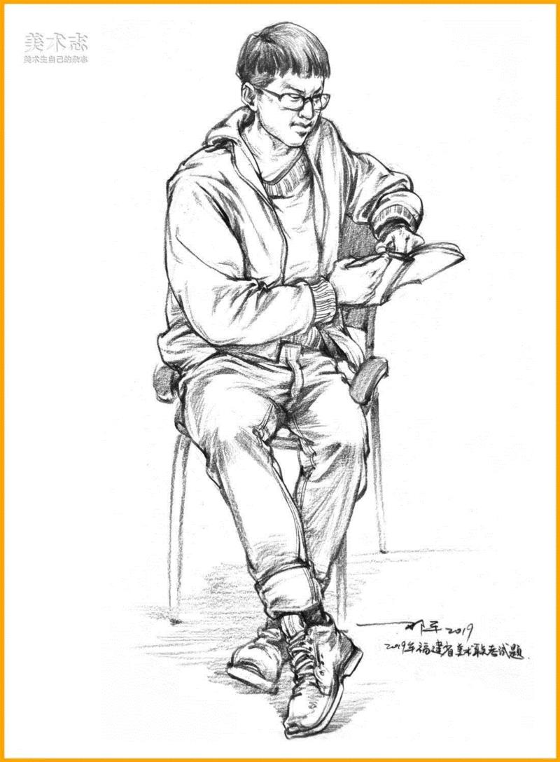 （上两图为福建省美术联考题）,19年全国联考速写考题示范，一次看个过瘾！,考题,上图,邓老师,动态,小志,人物,省份,形体,平时,知识点