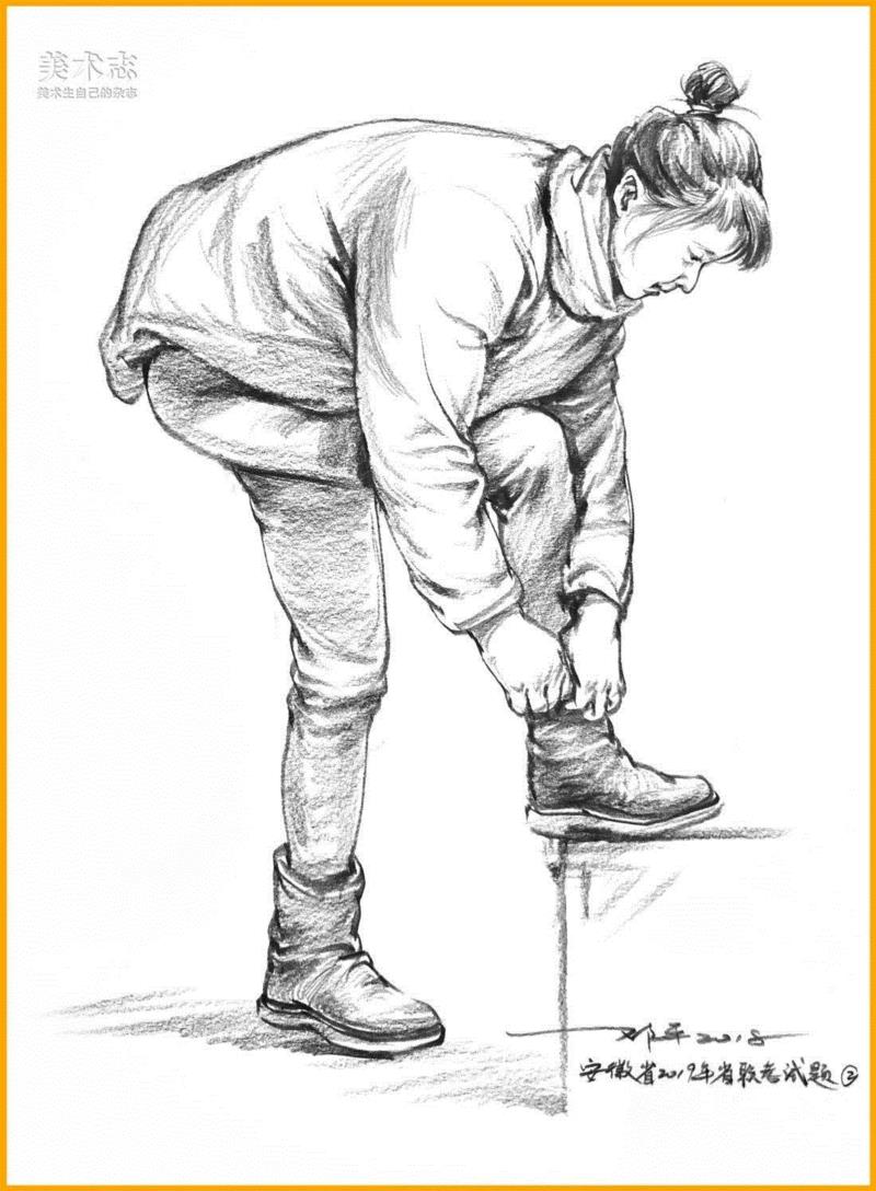 （上两图为安徽省美术联考题）,19年全国联考速写考题示范，一次看个过瘾！,考题,上图,邓老师,动态,小志,人物,省份,形体,平时,知识点