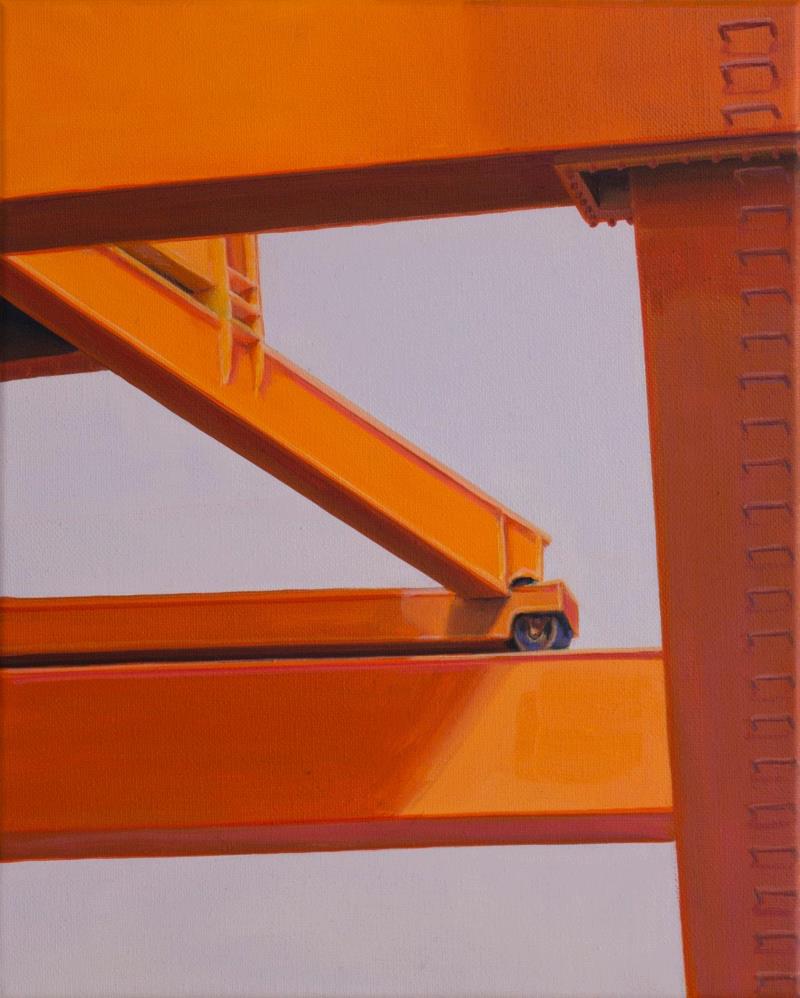 ▲无题(门式起重机细节,武汉),布面油画,30 x 24 cm,2019年,展览预告 | “背后的故事——Ingo?Baumgarten个展”将于本周五开幕,Ingo,背后,Baumgarten个展,油画,Baumgarten,手稿,合美术馆,创意天地,美术馆,门式起重机