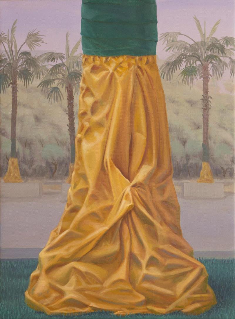 ▲无题(被金色覆盖物包裹的树,武汉),布面油画,80 x 60 cm, 2019年,展览预告 | “背后的故事——Ingo?Baumgarten个展”将于本周五开幕,Ingo,背后,Baumgarten个展,油画,Baumgarten,手稿,合美术馆,创意天地,美术馆,门式起重机