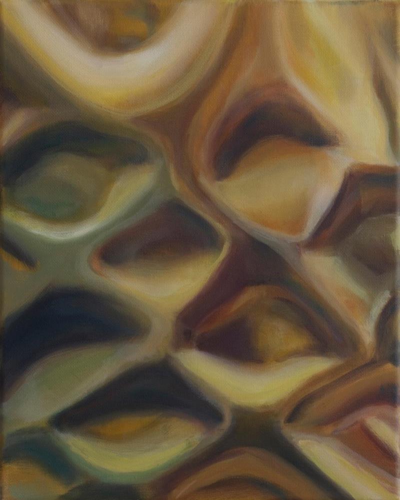 ▲无题(金色织物包裹树木的草图/研究),布面油画,30 x 24 cm,2019年,展览预告 | “背后的故事——Ingo?Baumgarten个展”将于本周五开幕,Ingo,背后,Baumgarten个展,油画,Baumgarten,手稿,合美术馆,创意天地,美术馆,门式起重机