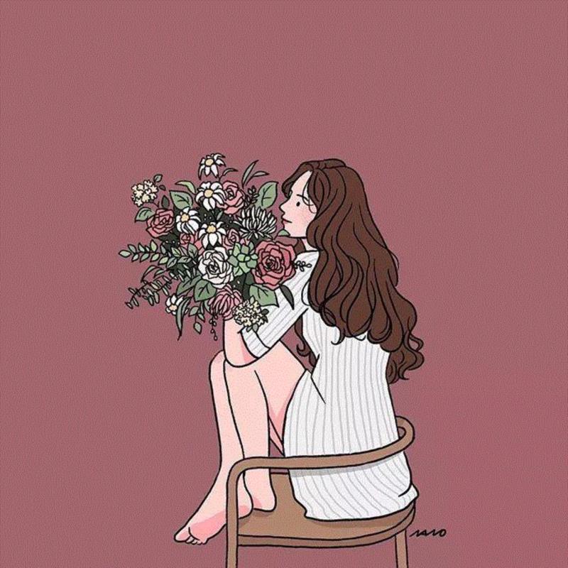 谁能抵挡的住鲜花的魅力~,鲜花,上方,Ins,博主,韩国,美女插画师,插画,女孩,情侣,小编