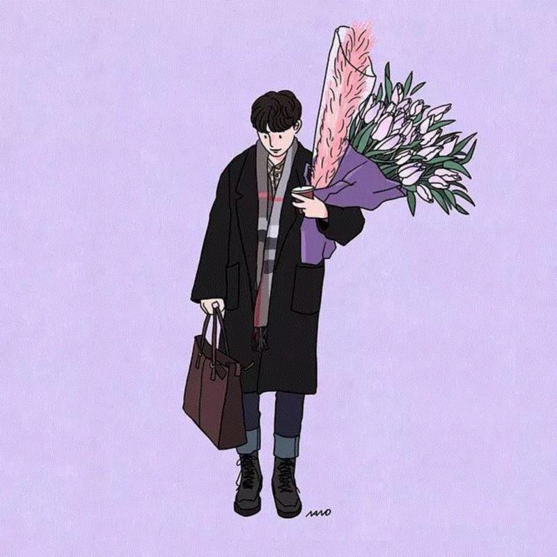 谁能抵挡的住鲜花的魅力~,鲜花,上方,Ins,博主,韩国,美女插画师,插画,女孩,情侣,小编