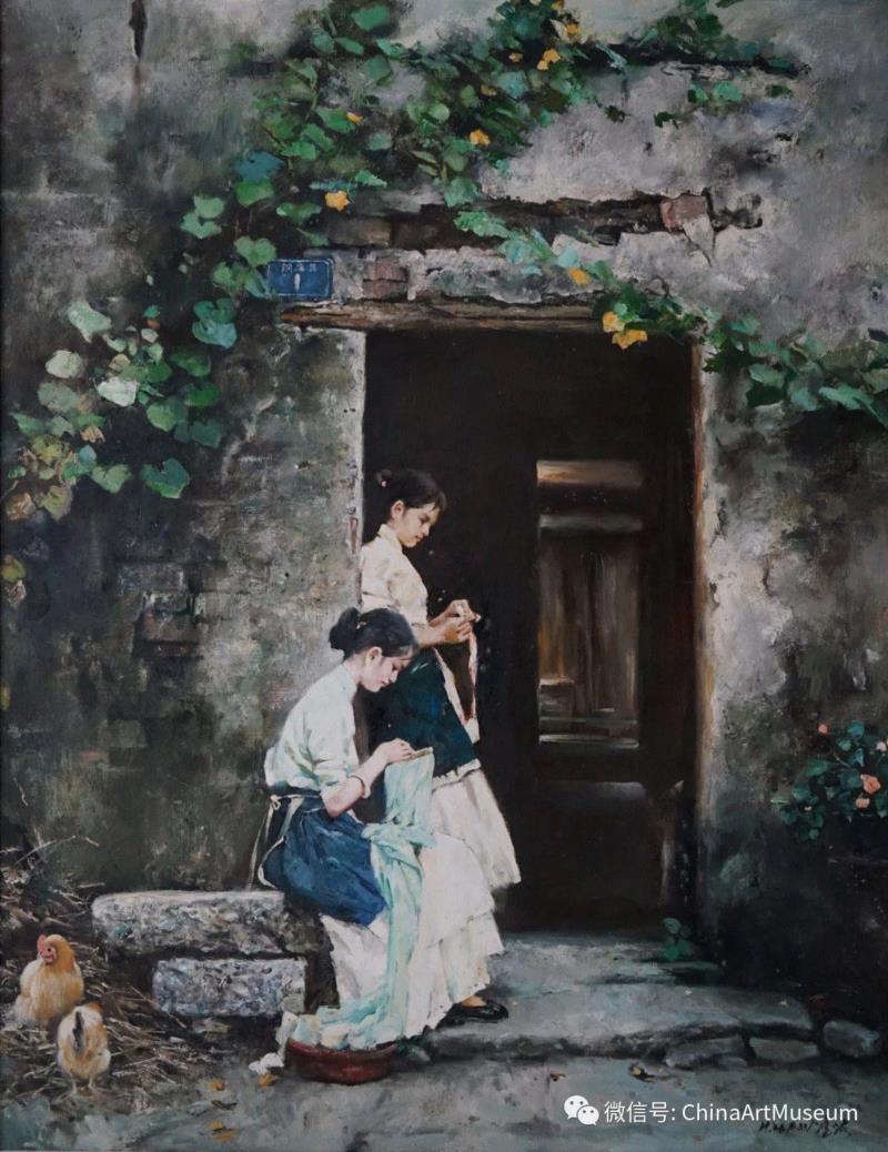 潘鸿海《墙门口》146×114厘米,【中华艺术宫 | 活动】新春两场“风生水起逐浪高”专题导赏,你报名了吗?,中华艺术宫,逐浪,新春两场,新春,油画,长三角,徐文华,沈行工,小镇,吴冠中