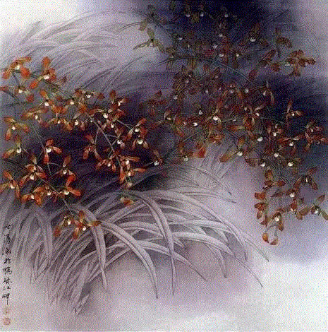 国画工笔兰花图，太美了！,工笔,兰花,国画,上方