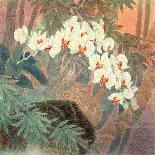 国画工笔兰花图，太美了！,工笔,兰花,国画,上方