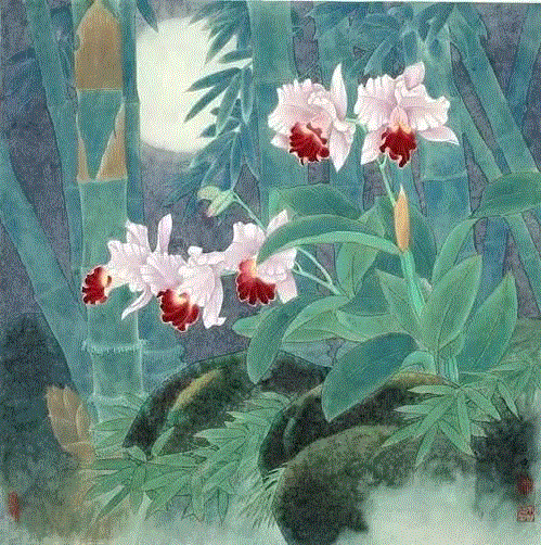 国画工笔兰花图，太美了！,工笔,兰花,国画,上方