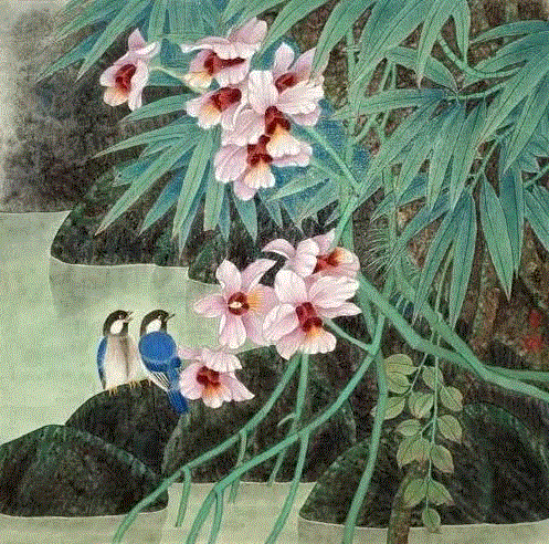 国画工笔兰花图，太美了！,工笔,兰花,国画,上方