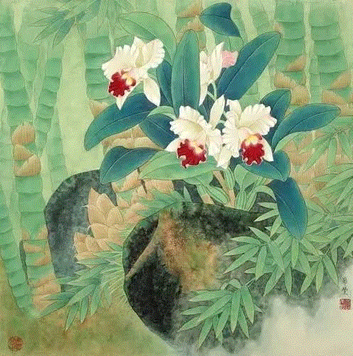 — END —,国画工笔兰花图，太美了！,工笔,兰花,国画,上方