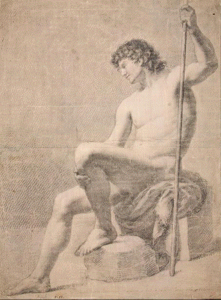 Francisco Agustín y Grande《Male Nude Seated》，1780年,@RT U | 裸女和裸男，哪个更好看？究竟是谁的情欲在作祟？,裸女,裸男,情欲,男性,美术馆,女性,裸体画,体制,时尚,美的