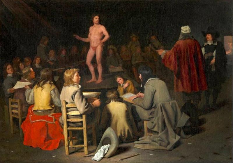 米歇尔·斯威茨《The Drawing School》，约1660年,@RT U | 裸女和裸男，哪个更好看？究竟是谁的情欲在作祟？,裸女,裸男,情欲,男性,美术馆,女性,裸体画,体制,时尚,美的