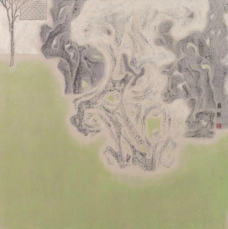 苗彤  石谱一  纸本水墨岩彩  90×90cm  2017,美博展讯 | 经验的重构——2019水墨艺术邀请展  第三单元赏介,水墨,美博,展讯,重构,三单元,纸本,笔墨,硕士,吴笠帆,苗彤