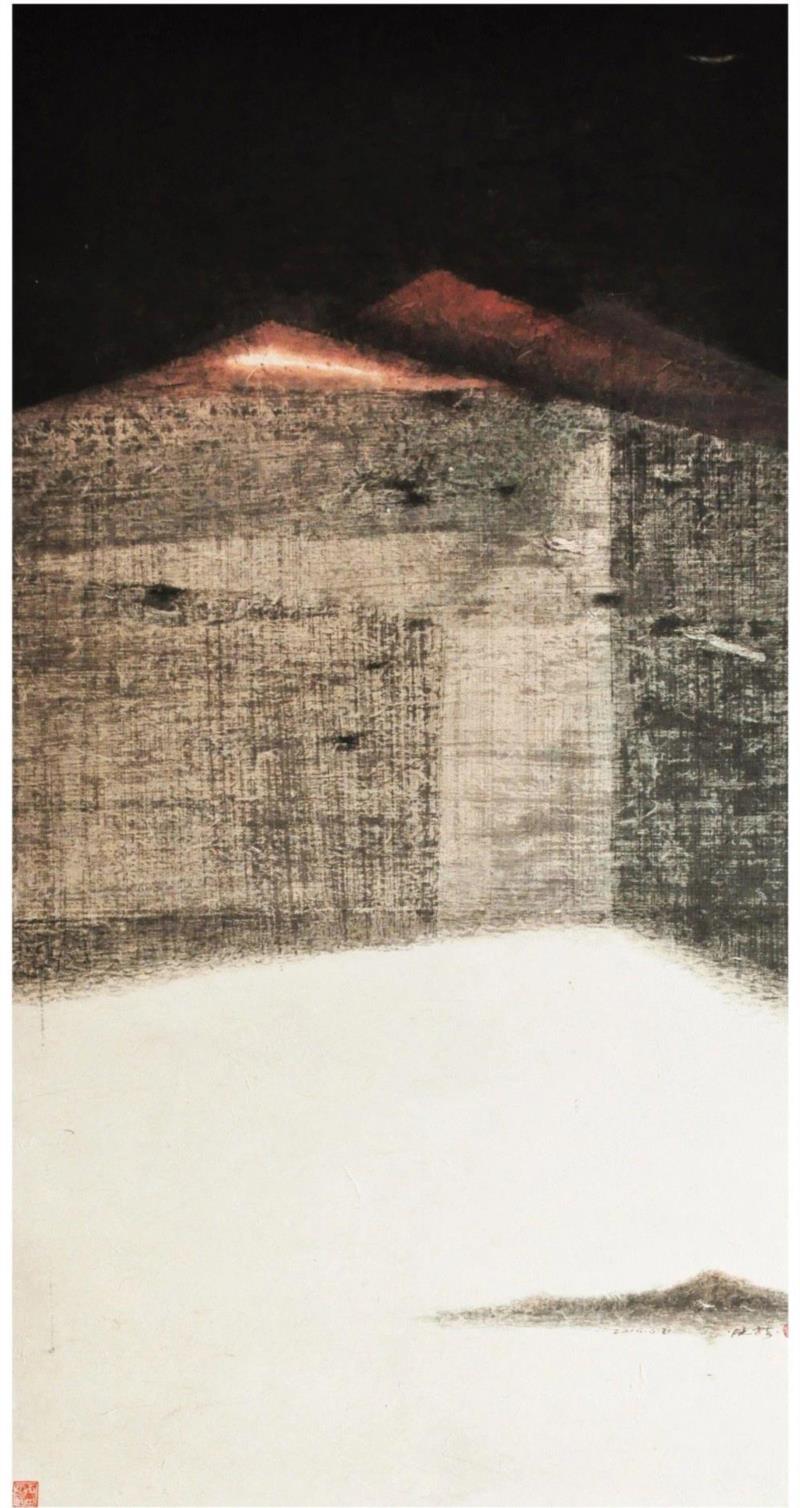 海晓龙  澄怀映道  水墨纸本设色  180×97cm  2