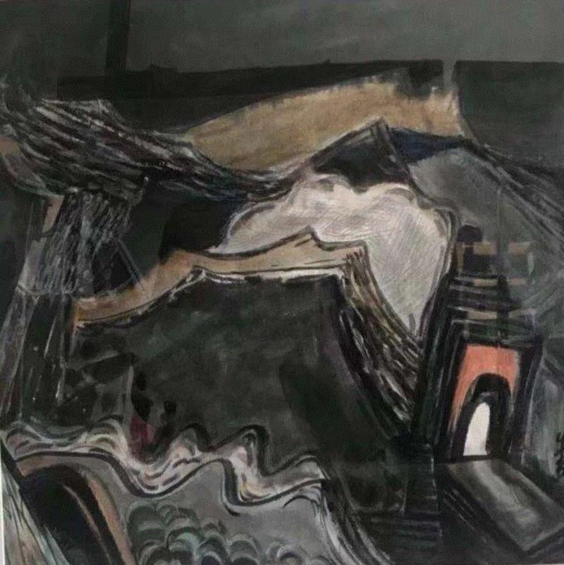 牛耕  虚境系列  水墨纸本设色  69×69cm  201