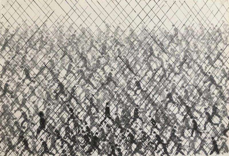 孙源  群体的寓言NO.56  水墨纸本  75×51cm 