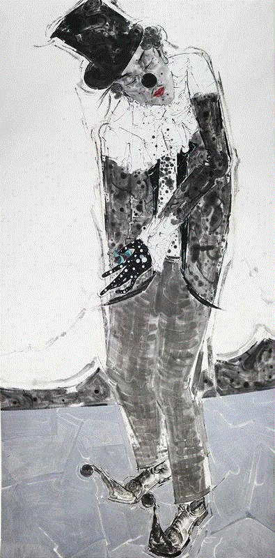 宗锡涛  小丑系列-634  纸本水墨  180×98cm 