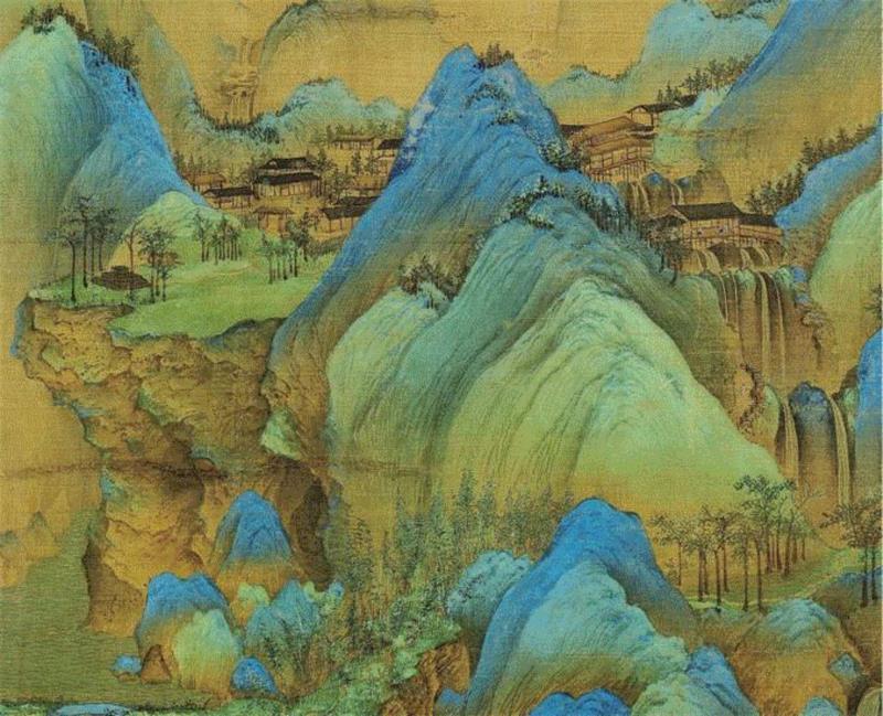 在《千里江山图》中，我分明看见一位美少年,千里江山图,美少年,王希孟,山水画,颜色,石青,北宋,石绿,画中,长桥
