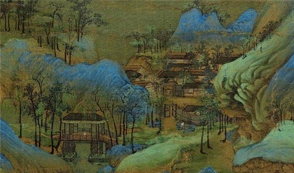 在《千里江山图》中，我分明看见一位美少年,千里江山图,美少年,王希孟,山水画,颜色,石青,北宋,石绿,画中,长桥