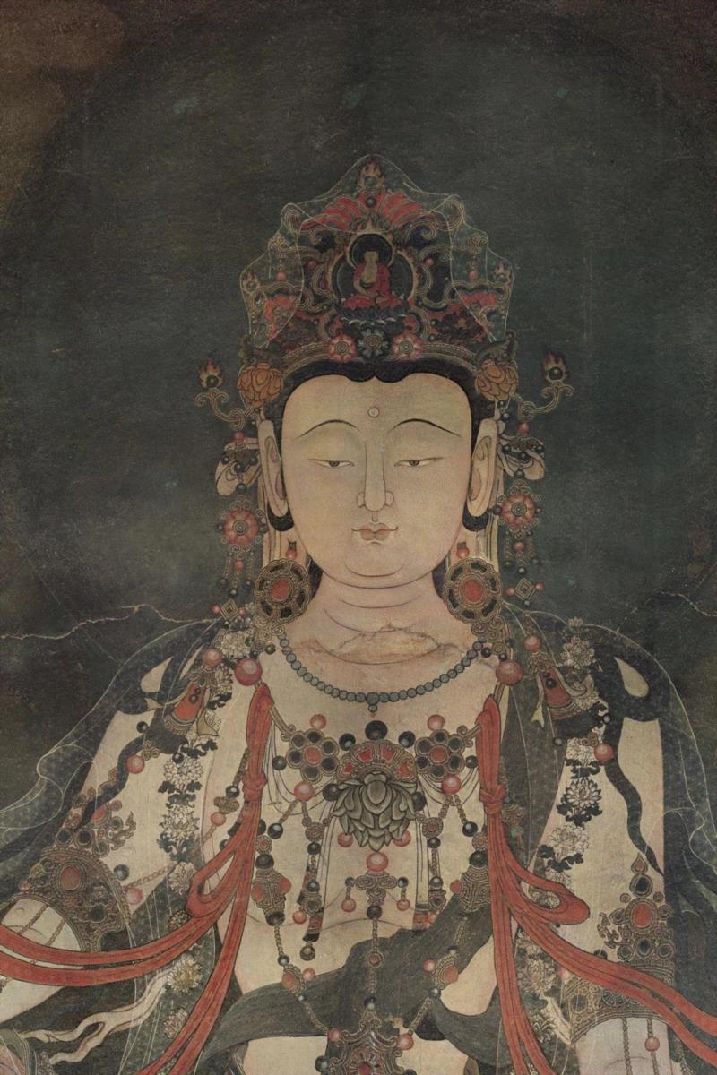 法海寺水月观音高清下载,法海寺,观音,水月观音,壁画,鹦鹉,韦陀,观音菩萨,佛教,佛像,背后