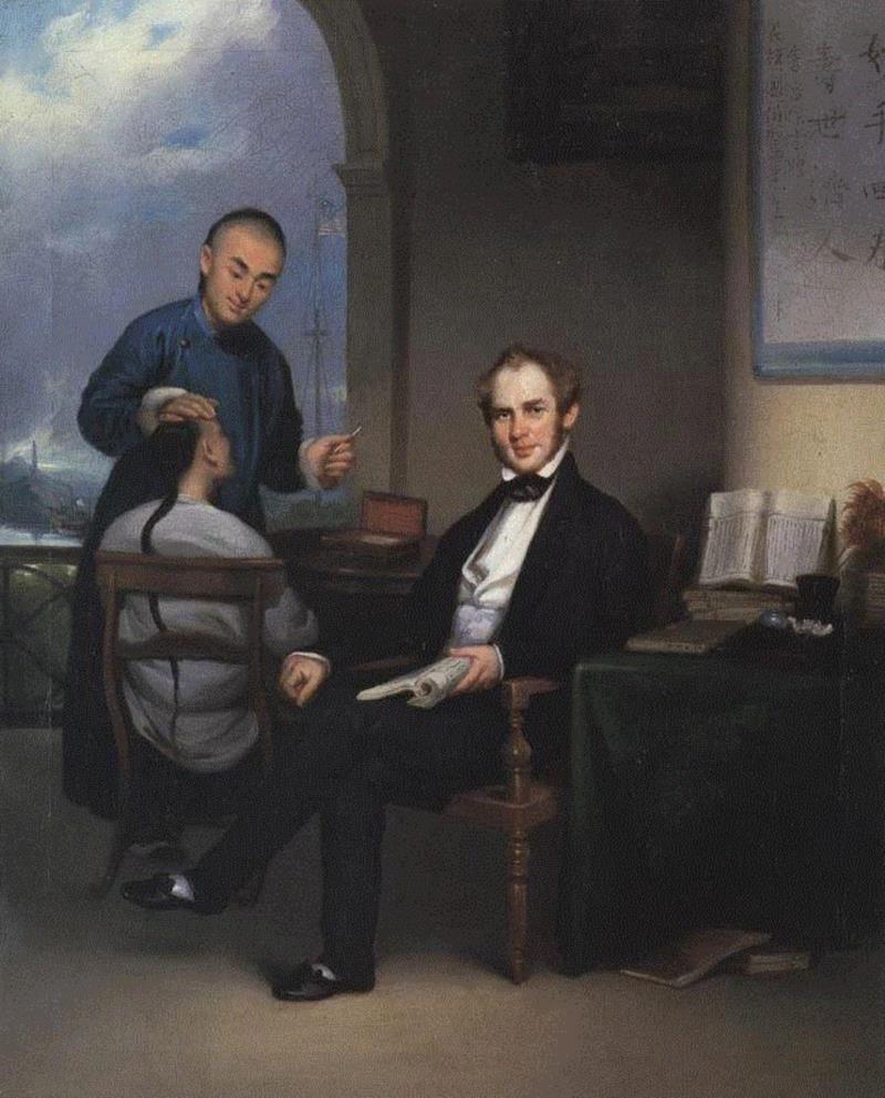 关乔昌绘制的彼得·帕克画像。图源：维基,一个清朝人笔下的畸形人间,画像,肿瘤,关乔昌,帕克,图源,医院,病人,肖像,拉赫曼,传教士