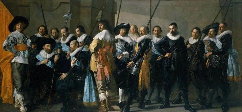 Frans Hals，后来由Pieter Codde完成， 帆布油画，209x429厘米，阿姆斯特丹