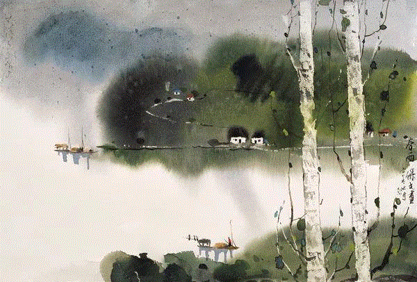 春雨 范保文 38x57cm&nbsp;,中国百年水彩精品,水彩,静物,人体,雨后,香港,晨光,西湖,梁文亮,范保文,初春