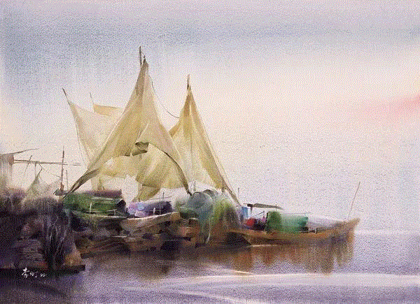 秀江之秋 杜玉华 54x78cm&nbsp;,中国百年水彩精品,水彩,静物,人体,雨后,香港,晨光,西湖,梁文亮,范保文,初春