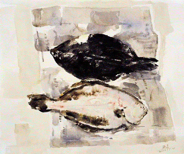 鱼 黄亚奇 51x56cm&nbsp;,中国百年水彩精品,水彩,静物,人体,雨后,香港,晨光,西湖,梁文亮,范保文,初春