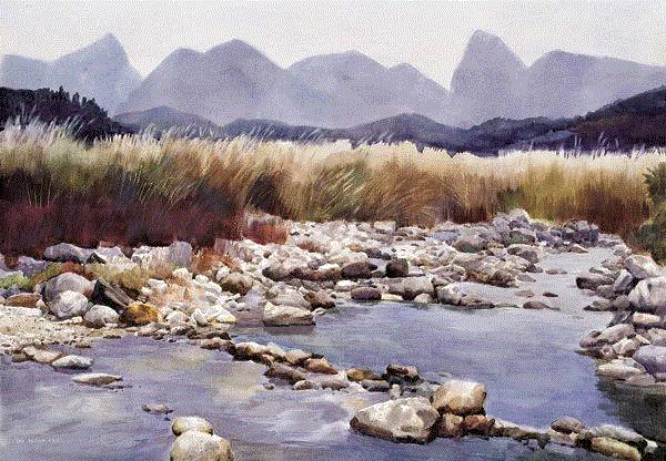太湖初晓 李白丁 54x76cm&nbsp;,中国百年水彩精品,水彩,静物,人体,雨后,香港,晨光,西湖,梁文亮,范保文,初春