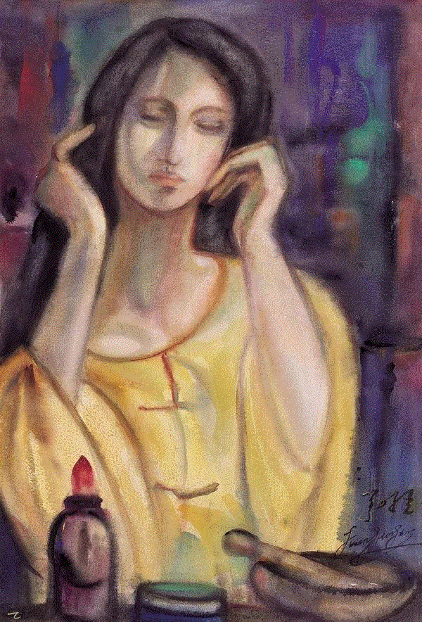 晚妆 庄弘醒 56x38cm&nbsp;,中国百年水彩精品,水彩,静物,人体,雨后,香港,晨光,西湖,梁文亮,范保文,初春