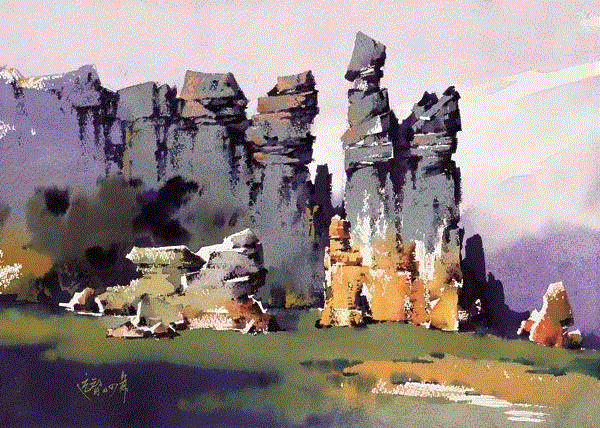 石林奇峰 刘远智 38x54cm&nbsp;,中国百年水彩精品,水彩,静物,人体,雨后,香港,晨光,西湖,梁文亮,范保文,初春