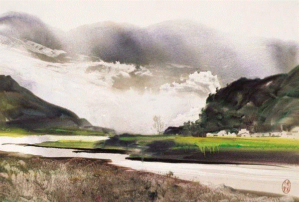 皖南风景 张俊秋 48x72cm&nbsp;,中国百年水彩精品,水彩,静物,人体,雨后,香港,晨光,西湖,梁文亮,范保文,初春