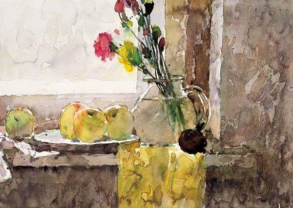 窗前 赵云龙 36x51cm&nbsp;,中国百年水彩精品,水彩,静物,人体,雨后,香港,晨光,西湖,梁文亮,范保文,初春