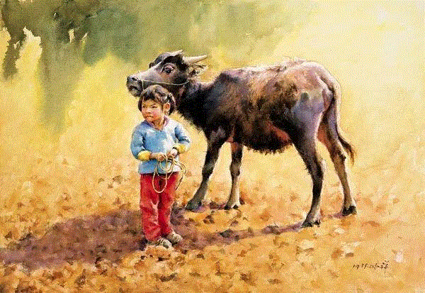 小牛 毕永祥 55x78cm&nbsp;,中国百年水彩精品,水彩,静物,人体,雨后,香港,晨光,西湖,梁文亮,范保文,初春