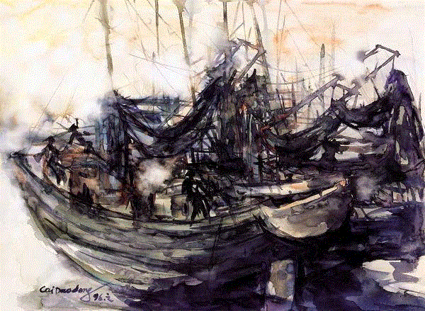 渔港的早晨 蔡道东 79x108cm&nbsp;,中国百年水彩精品,水彩,静物,人体,雨后,香港,晨光,西湖,梁文亮,范保文,初春