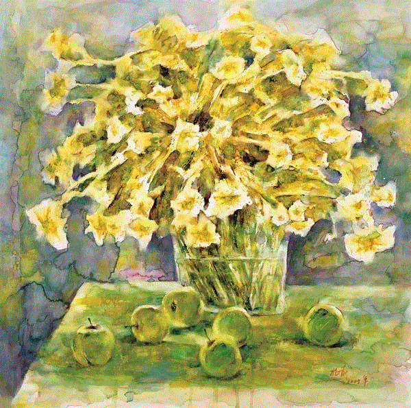 喇叭花 徐兆前 70x70cm&nbsp;,中国百年水彩精品,水彩,静物,人体,雨后,香港,晨光,西湖,梁文亮,范保文,初春