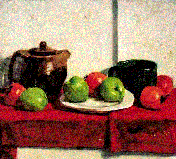 有红布的静物 陈朝生 55x60cm&nbsp;,中国百年水彩精品,水彩,静物,人体,雨后,香港,晨光,西湖,梁文亮,范保文,初春