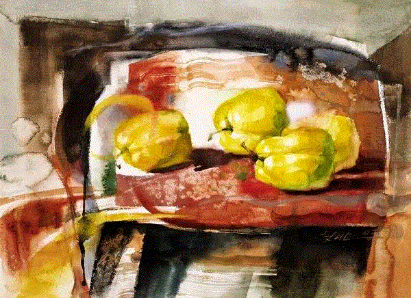香梨 谢艾非 39x54cm&nbsp;,中国百年水彩精品,水彩,静物,人体,雨后,香港,晨光,西湖,梁文亮,范保文,初春