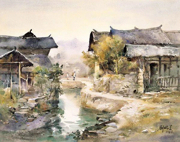 湘西风景 刘凤兰 42x53cm&nbsp;,中国百年水彩精品,水彩,静物,人体,雨后,香港,晨光,西湖,梁文亮,范保文,初春